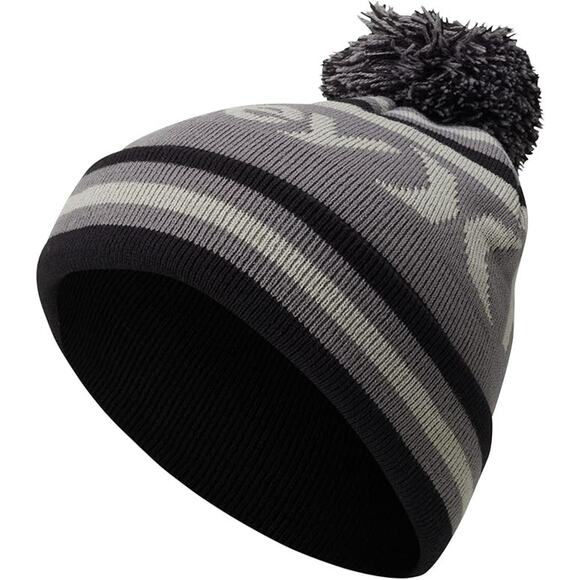 Hurley Ragland Black Gray Pom Beanie Knit Winter Hat Cuffed Acrylic One Size New - Picture 5 of 14